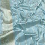 Sky Blue Pure Katan Silk Handwoven Banarasi Saree