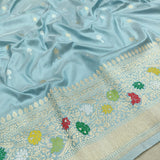 Sky Blue Pure Katan Silk Handwoven Banarasi Saree