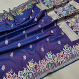 Dual Shade Pure Katan Silk Handwoven Banarasi Saree