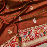 Dual Shade Katan Silk Handwoven Banarasi Saree