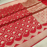 Red Color Pure Katan Silk Handwoven Banarasi Saree