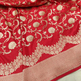 Red Color Pure Katan Silk Handwoven Banarasi Saree