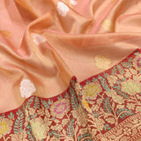 Peach Color Pure Tissue Silk Handwoven Banarasi Saree