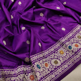 Purple Colour Katan Silk Handwoven Banarasi Saree