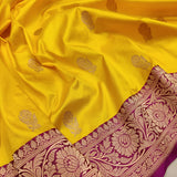 Yellow Colour Pure Katan Silk Handwoven Banarasi Saree