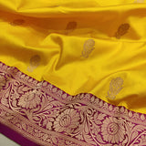 Yellow Colour Pure Katan Silk Handwoven Banarasi Saree