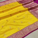 Yellow Colour Pure Katan Silk Handwoven Banarasi Saree