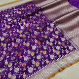 Purple Colour Pure Katan Silk Handwoven Banarasi Saree