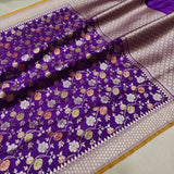 Purple Colour Pure Katan Silk Handwoven Banarasi Saree