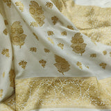 White Colour Pure Katan Dyble Silk Handwoven Banarasi Saree