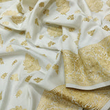 White Colour Pure Katan Dyble Silk Handwoven Banarasi Saree