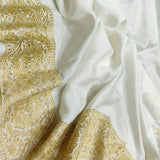 White Colour Pure Katan Dyble Silk Handwoven Banarasi Saree