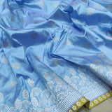 Sky Blue Color Pure Katan Silk Handwoven Banarasi Saree