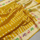 Mustard Yellow Colour Pure Katan Silk Handwoven Banarasi Saree