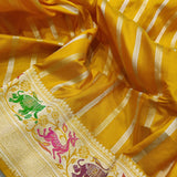 Mustard Yellow Colour Pure Katan Silk Handwoven Banarasi Saree