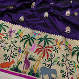 Purple Colour Pure Katan Silk Handwoven Banarasi Saree