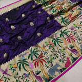 Purple Colour Pure Katan Silk Handwoven Banarasi Saree