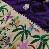 Purple Colour Pure Katan Silk Handwoven Banarasi Saree