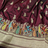 Brown Color Pure Katan Silk Handwoven Banarasi Saree