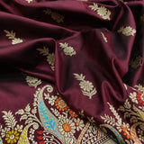 Brown Color Pure Katan Silk Handwoven Banarasi Saree