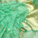 Pure Iktara  Kora Silk Handwoven Banarasi Saree