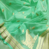 Pure Iktara  Kora Silk Handwoven Banarasi Saree