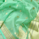 Pure Iktara  Kora Silk Handwoven Banarasi Saree