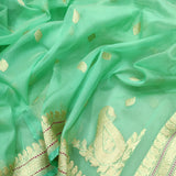 Pure Iktara  Kora Silk Handwoven Banarasi Saree