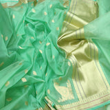 Pure Iktara  Kora Silk Handwoven Banarasi Saree