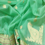 Pure Iktara  Kora Silk Handwoven Banarasi Saree