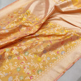 Yellow Color Pure Katan Silk Handwoven Banarasi Saree