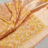 Yellow Color Pure Katan Silk Handwoven Banarasi Saree