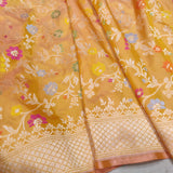 Yellow Color Pure Katan Silk Handwoven Banarasi Saree