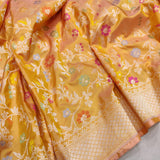 Yellow Color Pure Katan Silk Handwoven Banarasi Saree