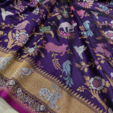 Purple Color Pure Katan Silk Handwoven Banarasi Saree