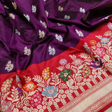 Wine Color Pure Katan Silk Handwoven Banarasi Saree