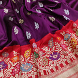 Wine Color Pure Katan Silk Handwoven Banarasi Saree