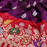 Wine Color Pure Katan Silk Handwoven Banarasi Saree