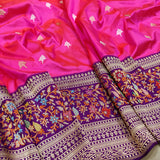 Pink Color Pure Katan Silk Handwoven Banarasi Saree