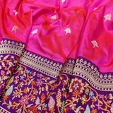 Pink Color Pure Katan Silk Handwoven Banarasi Saree