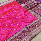 Pink Color Pure Katan Silk Handwoven Banarasi Saree