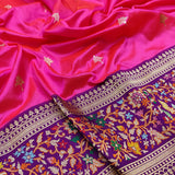 Pink Color Pure Katan Silk Handwoven Banarasi Saree