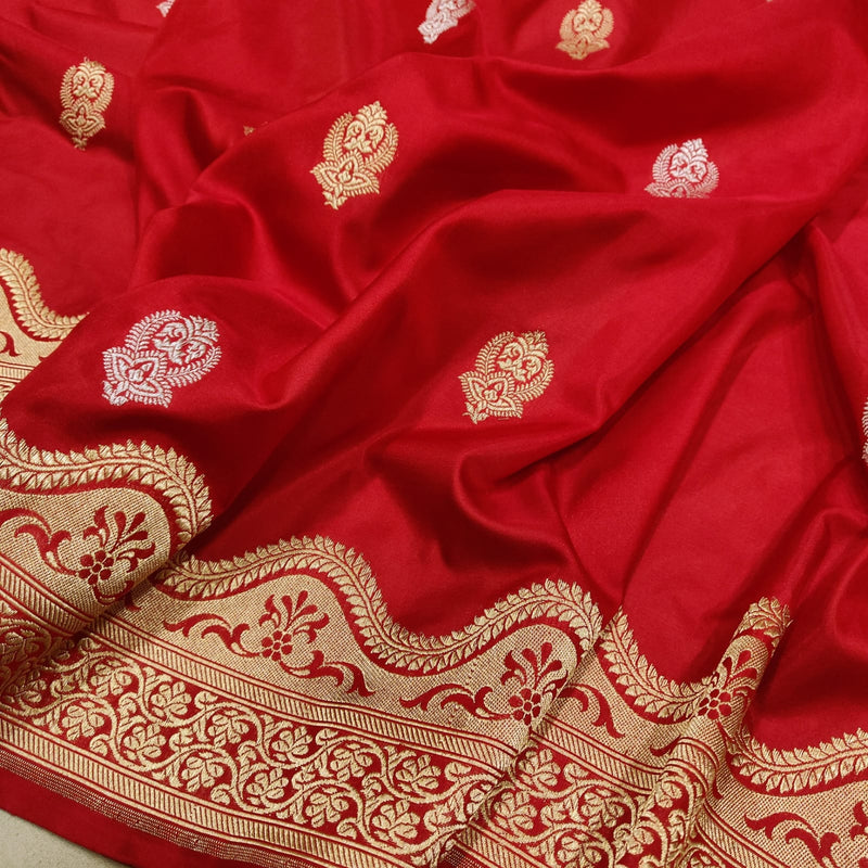 Red Color Pure Katan Silk Handwoven Banarasi Saree