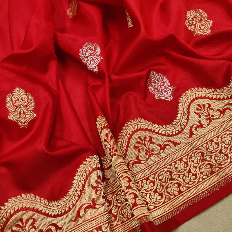 Red Color Pure Katan Silk Handwoven Banarasi Saree