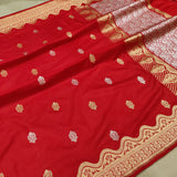 Red Color Pure Katan Silk Handwoven Banarasi Saree