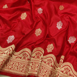 Red Color Pure Katan Silk Handwoven Banarasi Saree