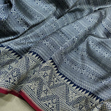 Pure Katan Silk Handwoven Tanchoi Banarasi Saree