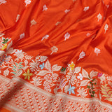 Orange Color Pure Katan Silk Handwoven Banarasi Saree