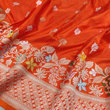 Orange Color Pure Katan Silk Handwoven Banarasi Saree