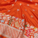 Orange Color Pure Katan Silk Handwoven Banarasi Saree